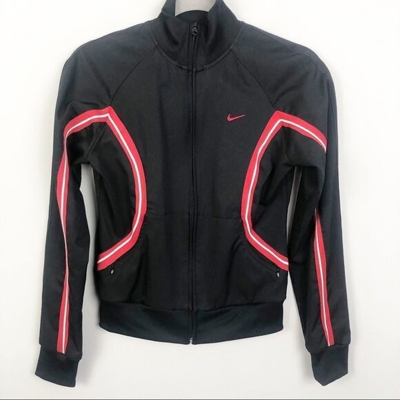 NIKE | Black & Red Full Zip Front Track Jacket XS - Picture 1 of 6